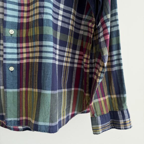 Ralph Lauren Shirt Mens XXL Authentic Indian Madras Plaid Classic Fit Indigo - Picture 5 of 11